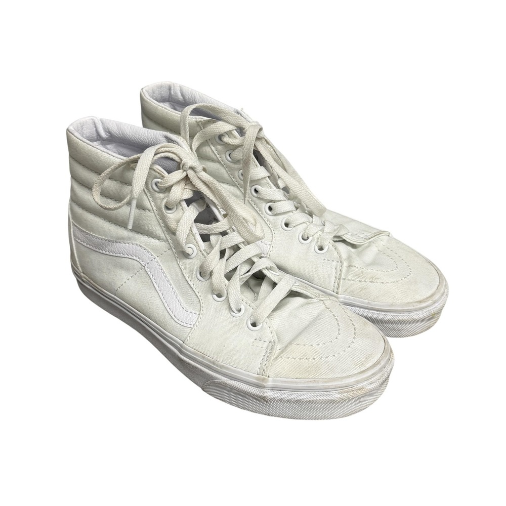 Vans Sk8-Hi Shoes Mens Size 6.5 White Canvas High Top Skate Casual Sneakers